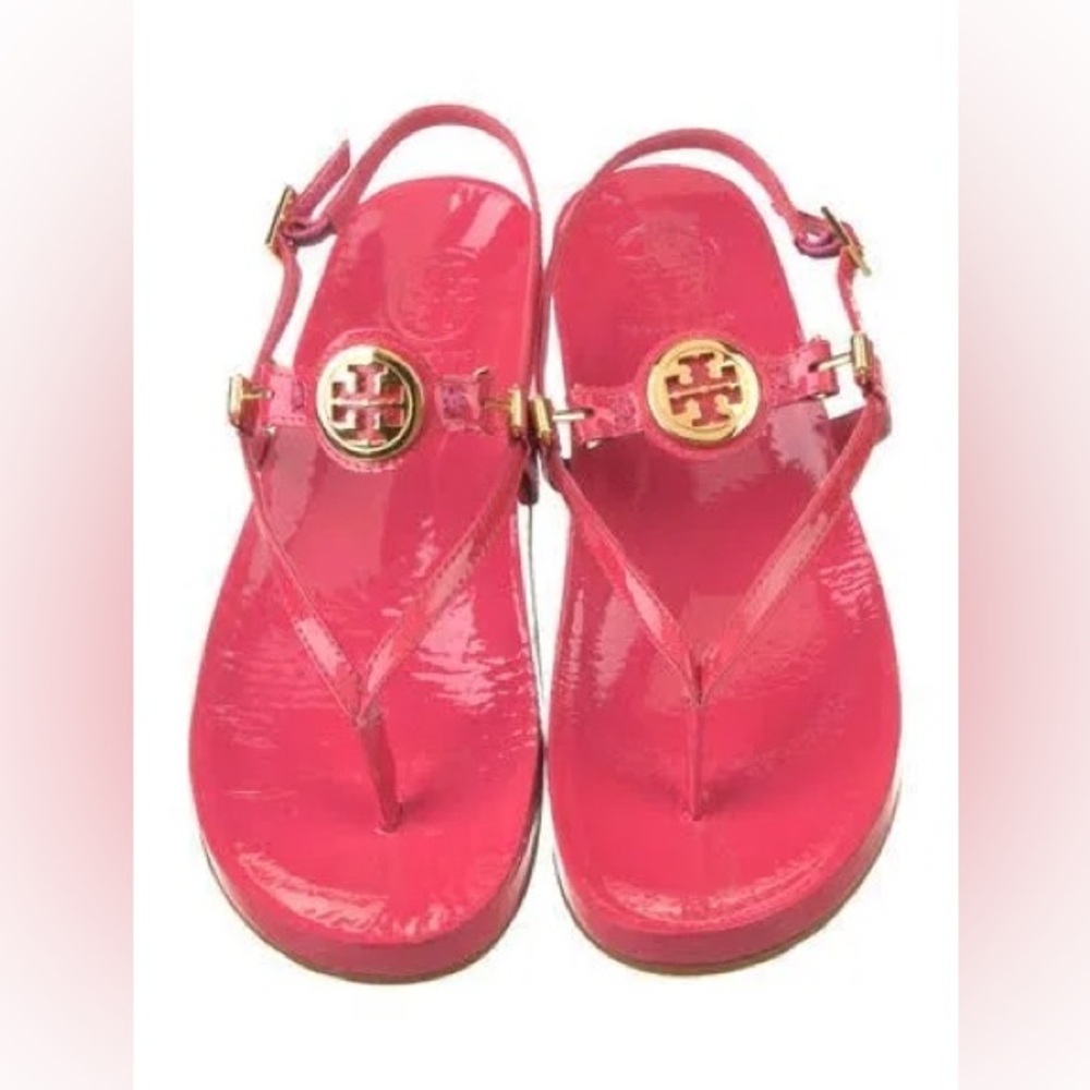 Tory Burch Pink Patent Leather T Strap Sandal Size 11